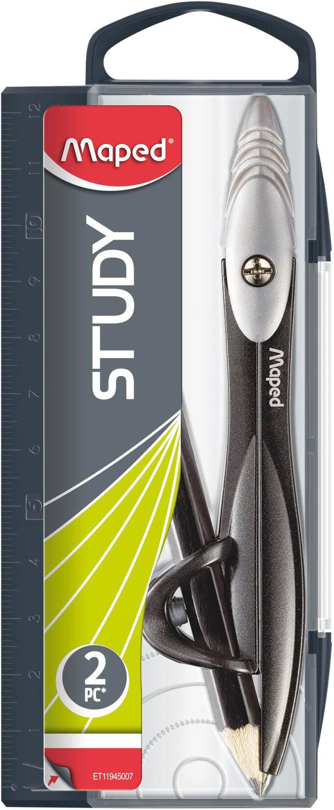 Maped Study Compass with Metal Leg and Plastic Case, Ages 10 and Up, Item Number 1392589